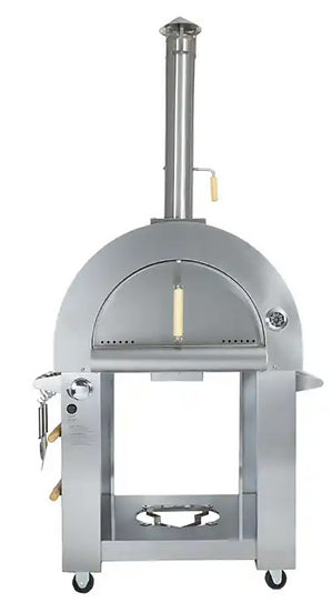 Kokomo 32” Dual Fuel Gas or Wood Fired Stainless Steel Pizza Oven and Stand