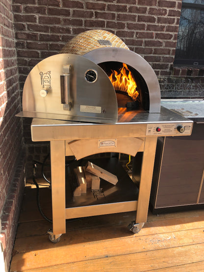 HPC Fire Forno Series Hybrid Dual Fuel Wood & Gas Burning Pizza Oven with Cart