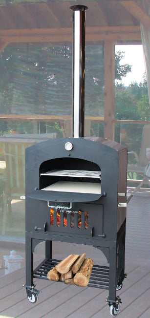 Tuscan Chef GX-C2 Deluxe Medium Outdoor Wood-Fired Pizza Oven Freestanding with Cart