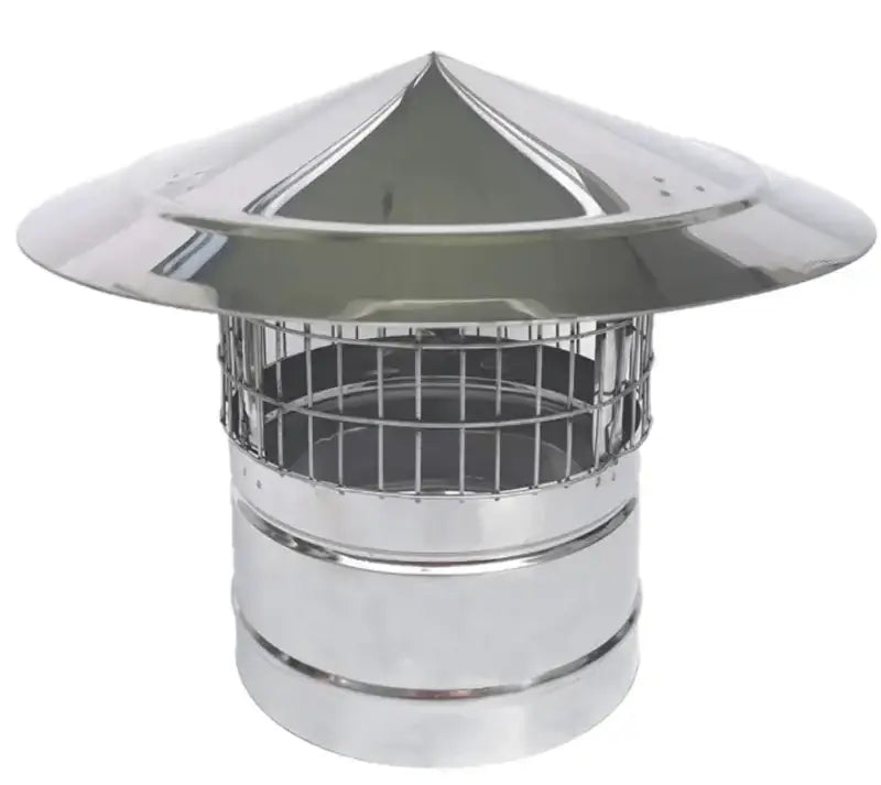 Authentic Pizza Ovens stainless steel chimney cap with mesh spark screen and slip fit collar