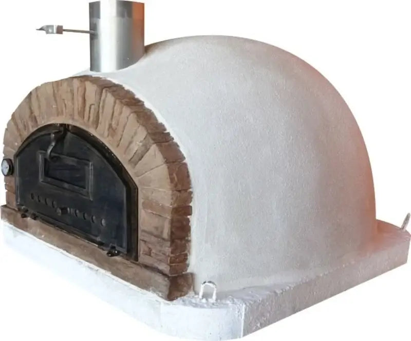 Buena Ventura Sierra pizza oven with the drop down door lowered showing the fire brick floor and dome interior