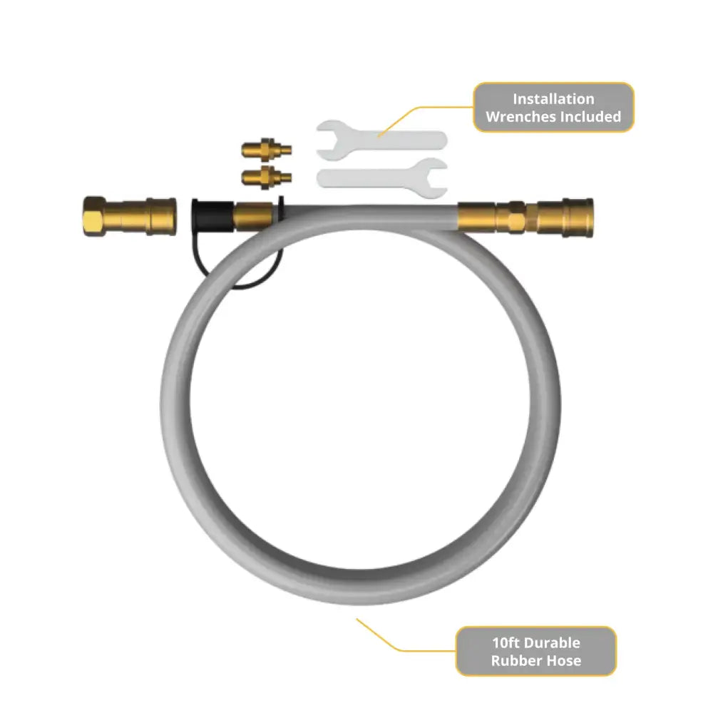 Halo Natural Gas Conversion Kit 10 ft durable rubber hose with installation wrenches included
