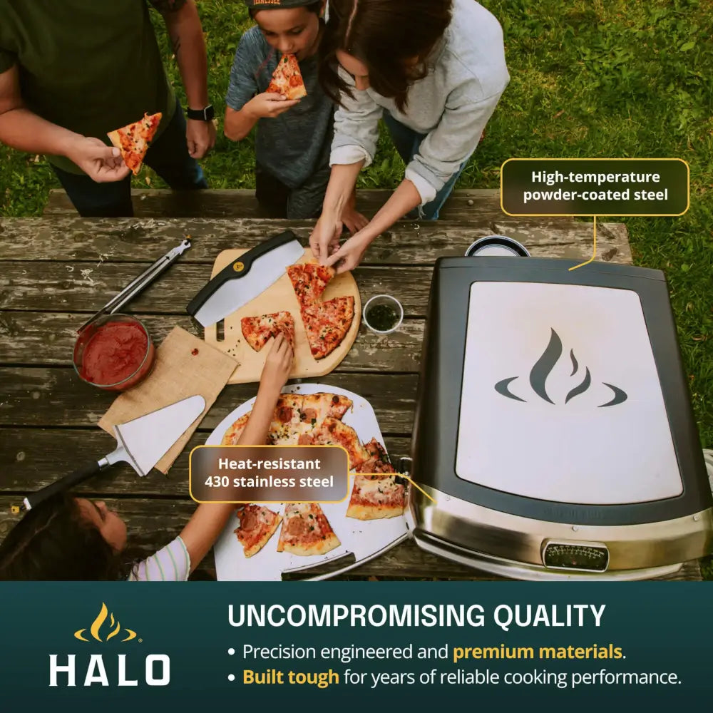Halo Versa 16 high temperature powder coated steel and 430 stainless steel construction