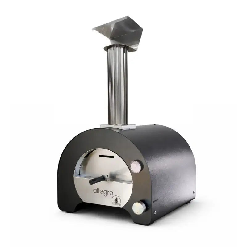 ItaliaForno Allegro compact gas pizza oven in black, front view on white