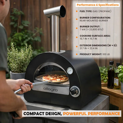 ItaliaForno Allegro performance and specifications, 7 kW burner, 15.7 inch floor, 100 lb