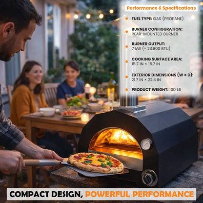 ItaliaForno Bambino performance and specifications, 7 kW burner, 15.7 inch floor, 100 lb