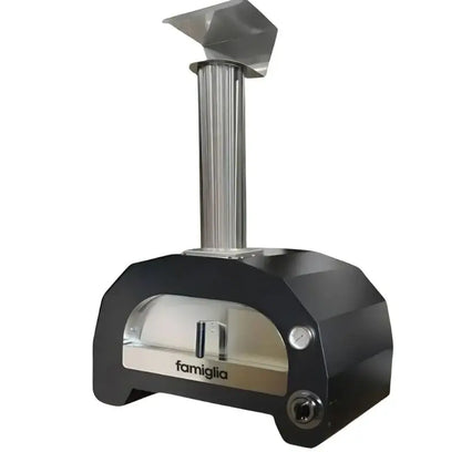 ItaliaForno Famiglia gas pizza oven in black, front view on white