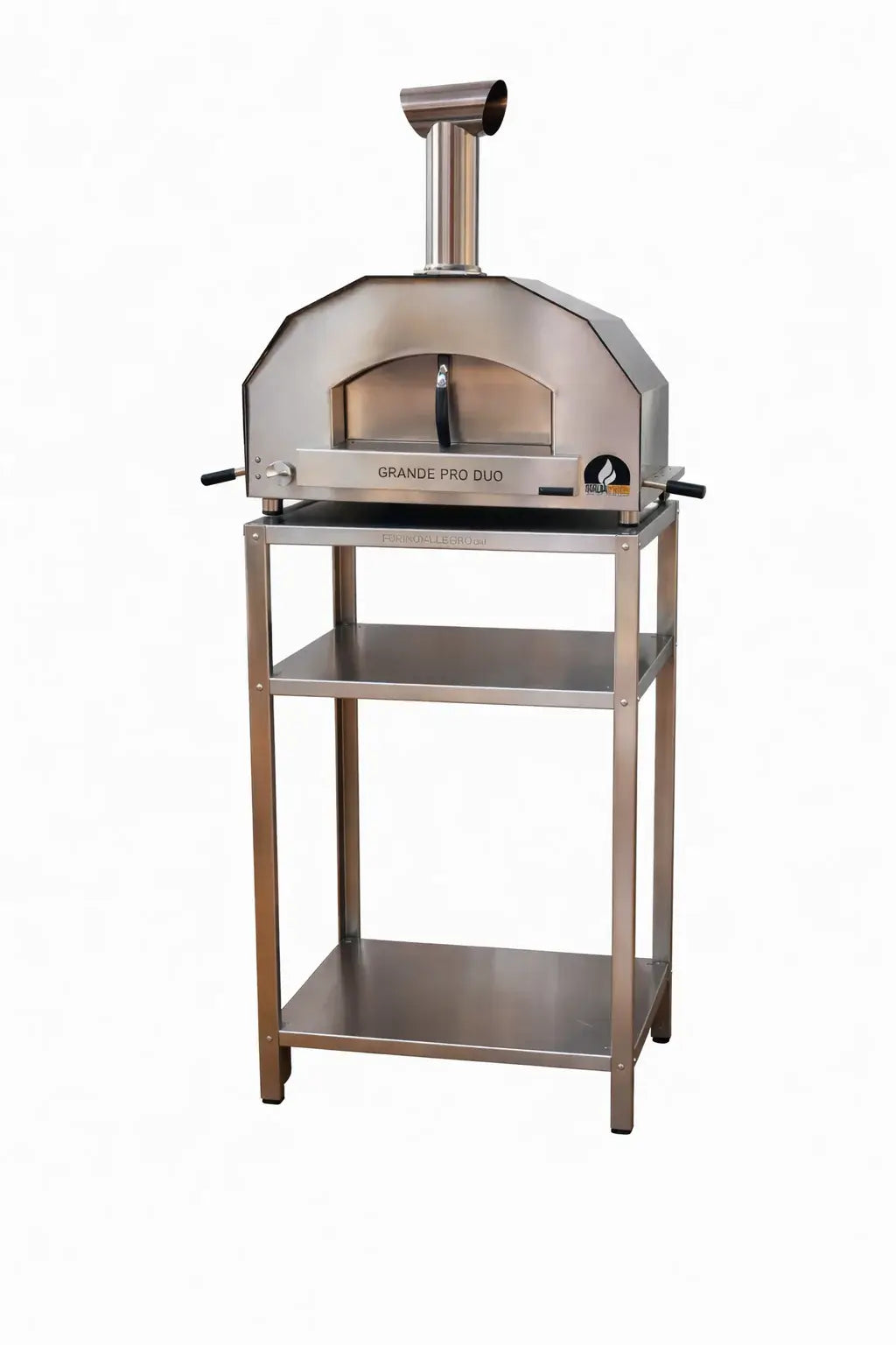 ItaliaForno Grande Pro Duo oven cart shown with the Grande Pro Duo oven on top, oven sold separately