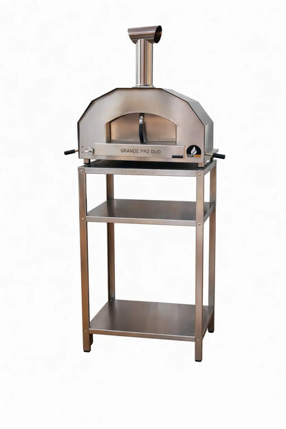 ItaliaForno Grande Pro Duo oven cart shown with the Grande Pro Duo oven on top, oven sold separately