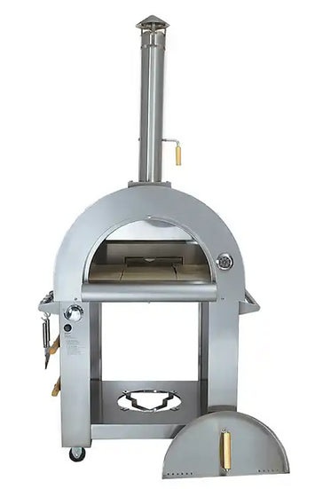 Kokomo 32” Dual Fuel Gas or Wood Fired Stainless Steel Pizza Oven and Stand